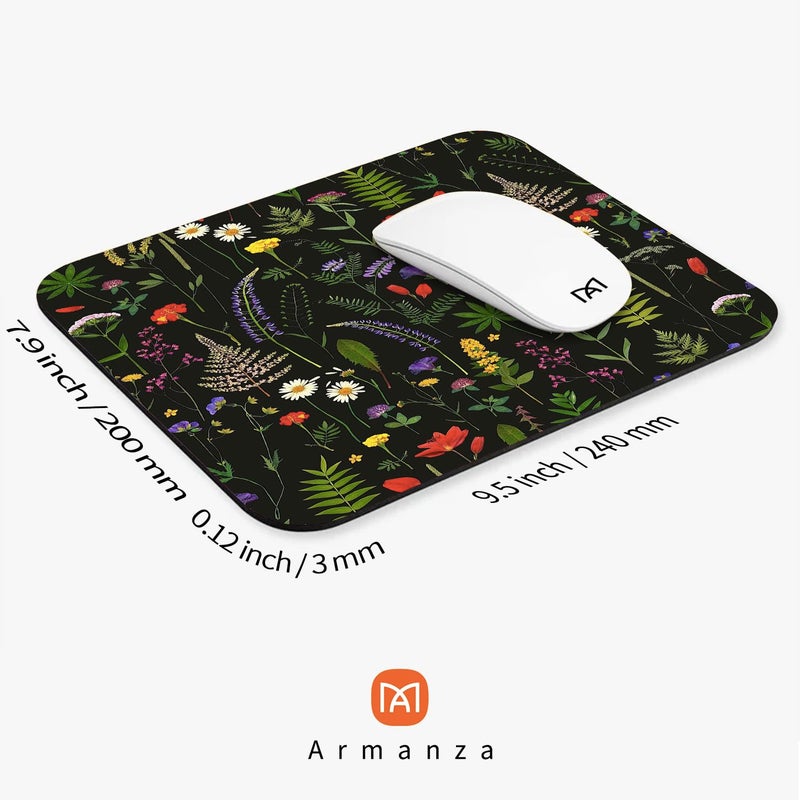 Armanza Square Mouse Pad Flowers,Personalized Premium-Textured Custom Mouse Mat Design,Washable Mousepad Lycra Cloth,Non-Slip Rubber Base Computer Mouse Pads for Wireless Mouse - Image 2